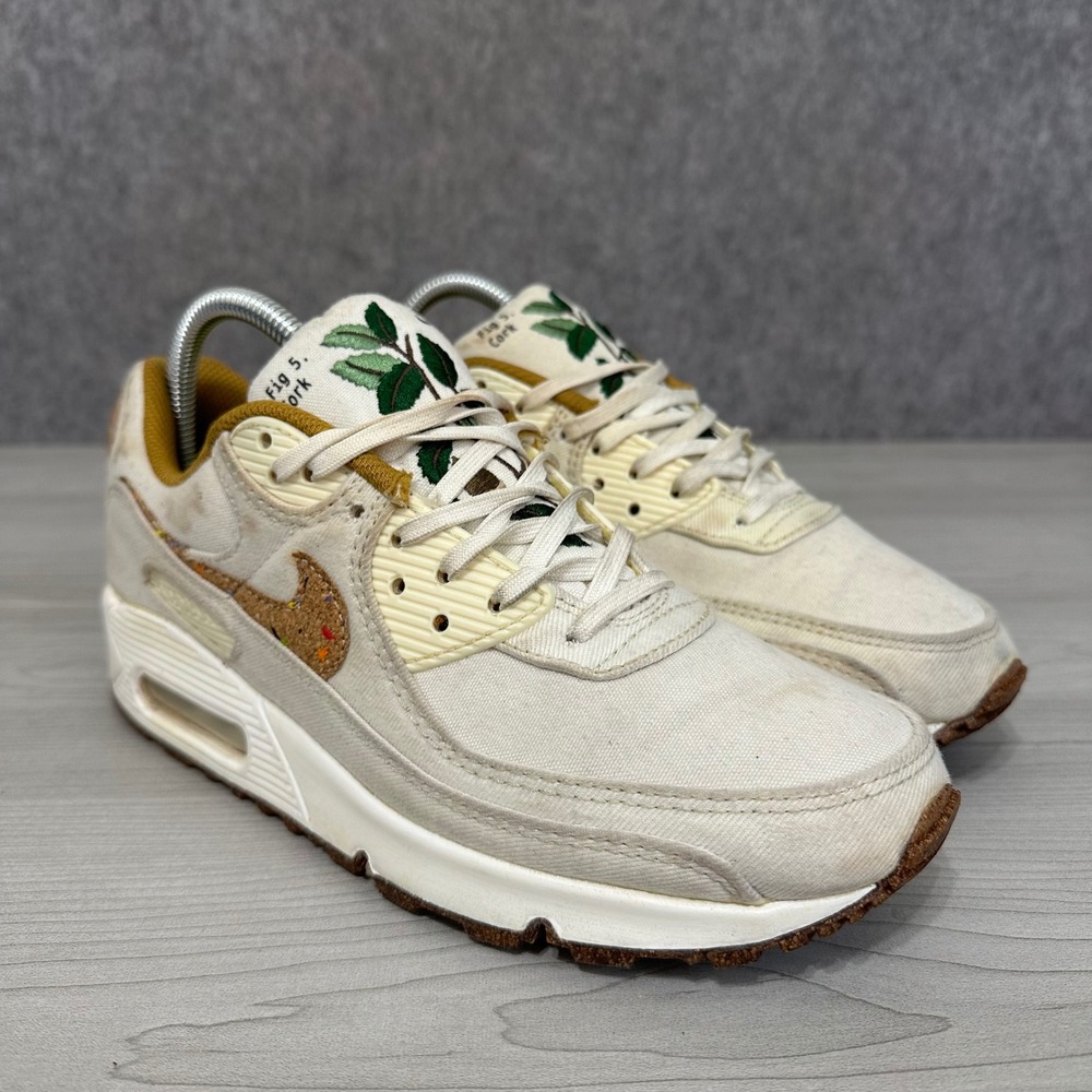 Nike‎ Air Max 90 SE Womens 8.5 Sail Cork Botanical Fig Plant Canvas DD0384-100